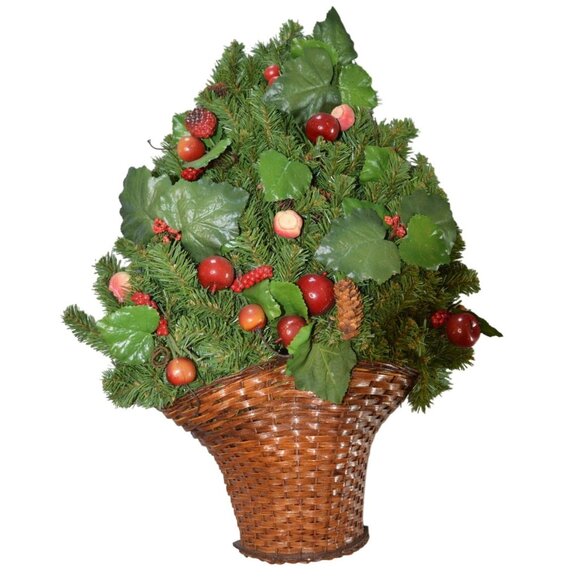 Vintage 90s Christmas Holiday Yuletide Pine Holly Rustic Farmhouse Wall Decor - Picture 1 of 5
